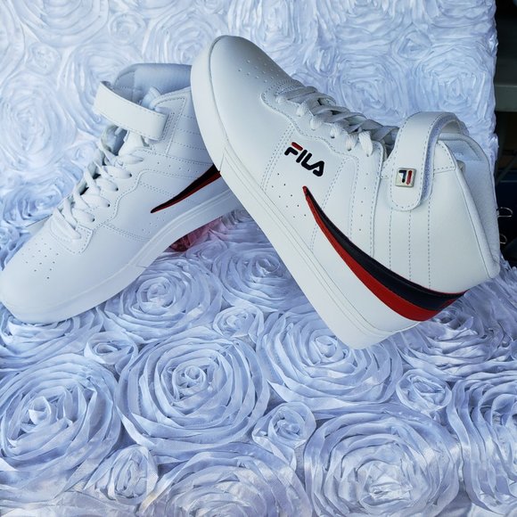 FILA Vulc 13 Men Shoes Sneakers Faux Leather White Navy Red High Top Size 8 M - Picture 4 of 9